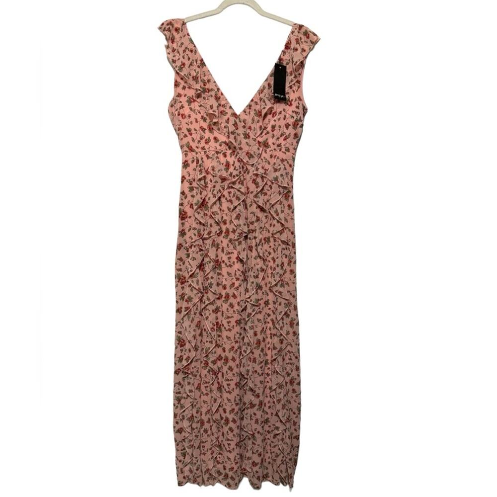 Nasty Gal NWT Grow The Distance Pink Floral Ruffle Maxi Dress Women’s Size 2